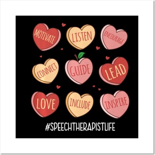 Retro Hearts Speech Therapist Life Funny Valentines Day Premium Posters and Art